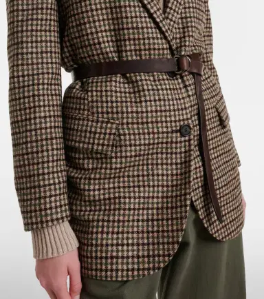 Brunello Cucinelli Belted checked wool and alpaca-blend jacket | Thumbnail 4 Brunello Cucinelli Belted checked wool and alpaca-blend jacket | Thumbnail 4