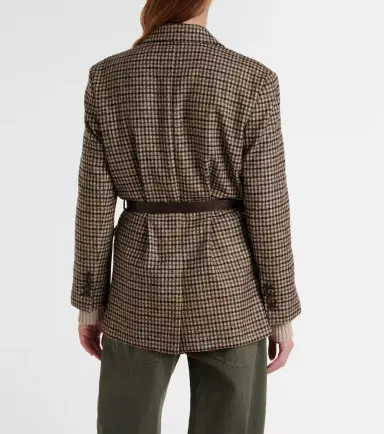 Brunello Cucinelli Belted checked wool and alpaca-blend jacket | Thumbnail 5 Brunello Cucinelli Belted checked wool and alpaca-blend jacket | Thumbnail 5