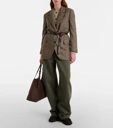 Brunello Cucinelli Belted checked wool and alpaca-blend jacket | Thumbnail 6 Brunello Cucinelli Belted checked wool and alpaca-blend jacket | Thumbnail 6
