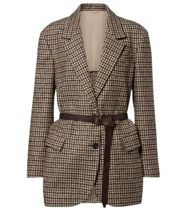 Brunello Cucinelli Belted checked wool and alpaca-blend jacket | Thumbnail 1 Brunello Cucinelli Belted checked wool and alpaca-blend jacket | Thumbnail 1