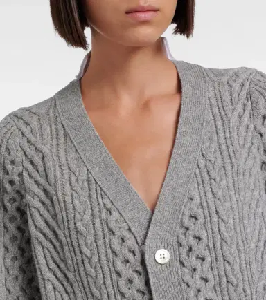 Sacai Cable-knit wool and poplin cardigan | Thumbnail 4 Sacai Cable-knit wool and poplin cardigan | Thumbnail 4