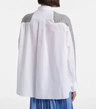 Sacai Cable-knit wool and poplin cardigan | Thumbnail 5 Sacai Cable-knit wool and poplin cardigan | Thumbnail 5