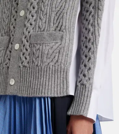 Sacai Cable-knit wool and poplin cardigan | Thumbnail 6 Sacai Cable-knit wool and poplin cardigan | Thumbnail 6