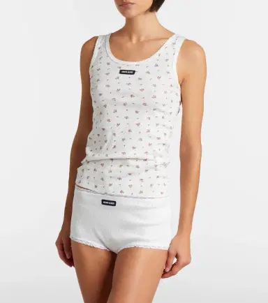 Miu Miu Pointelle cotton micro shorts | Thumbnail 3 Miu Miu Pointelle cotton micro shorts | Thumbnail 3