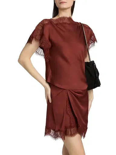 A.L.C. Women's Luna Lace-Trim Satin Top - Sandalwood | Thumbnail 4 A.L.C. Women's Luna Lace-Trim Satin Top - Sandalwood | Thumbnail 4