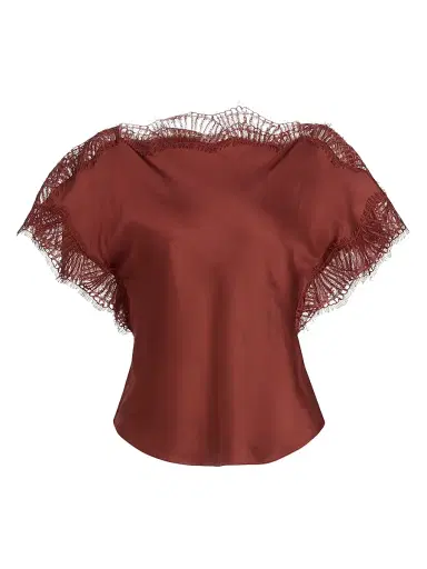 A.L.C. Women's Luna Lace-Trim Satin Top - Sandalwood | Thumbnail 1 A.L.C. Women's Luna Lace-Trim Satin Top - Sandalwood | Thumbnail 1