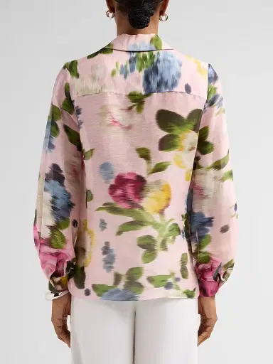 Carolina Herrera Women's Isabella Blurred Floral Linen-Silk Shirt - Rosewater Multi | Thumbnail 3 Carolina Herrera Women's Isabella Blurred Floral Linen-Silk Shirt - Rosewater Multi | Thumbnail 3