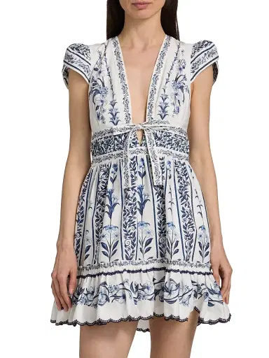 Farm Rio Women's Flowers Arch Ruffled A-Line Minidress - Off White | Thumbnail 3 Farm Rio Women's Flowers Arch Ruffled A-Line Minidress - Off White | Thumbnail 3