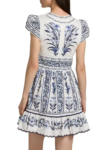 Farm Rio Women's Flowers Arch Ruffled A-Line Minidress - Off White | Thumbnail 5 Farm Rio Women's Flowers Arch Ruffled A-Line Minidress - Off White | Thumbnail 5