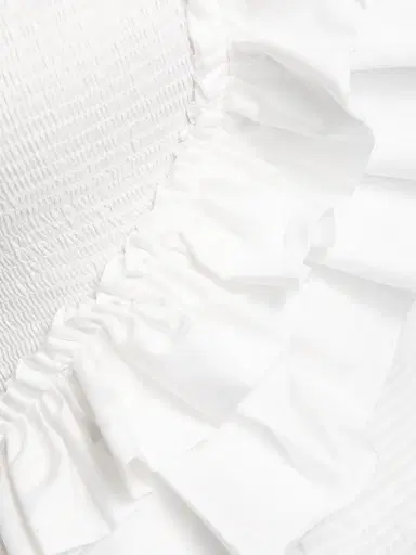 Farm Rio Women's Smocked Ruffled Cotton Strapless Top - White | Thumbnail 7 Farm Rio Women's Smocked Ruffled Cotton Strapless Top - White | Thumbnail 7