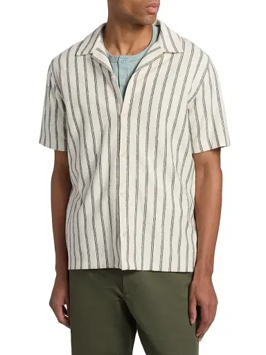 Vince Men's Striped Terry Cotton Cabana Shirt - Smock White - Size XXL | Thumbnail 3 Vince Men's Striped Terry Cotton Cabana Shirt - Smock White - Size XXL | Thumbnail 3