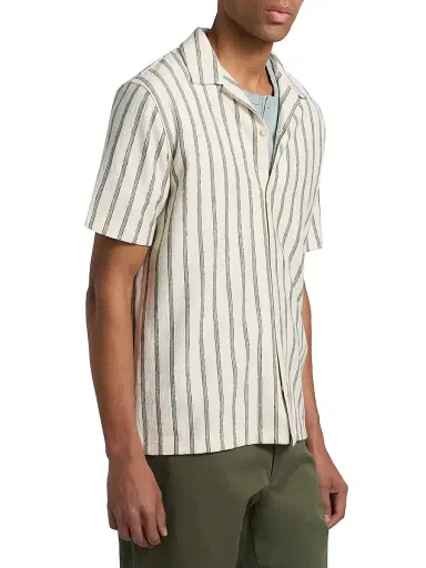 Vince Men's Striped Terry Cotton Cabana Shirt - Smock White - Size XXL | Thumbnail 4 Vince Men's Striped Terry Cotton Cabana Shirt - Smock White - Size XXL | Thumbnail 4