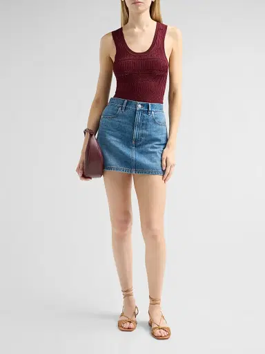 Veronica Beard Women's Sandra Mixed Knit Tank - Raisin | Thumbnail 2 Veronica Beard Women's Sandra Mixed Knit Tank - Raisin | Thumbnail 2