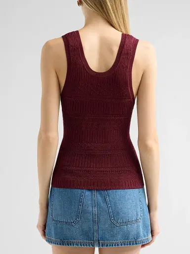 Veronica Beard Women's Sandra Mixed Knit Tank - Raisin | Thumbnail 3 Veronica Beard Women's Sandra Mixed Knit Tank - Raisin | Thumbnail 3