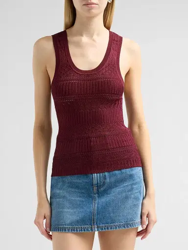 Veronica Beard Women's Sandra Mixed Knit Tank - Raisin | Thumbnail 4 Veronica Beard Women's Sandra Mixed Knit Tank - Raisin | Thumbnail 4