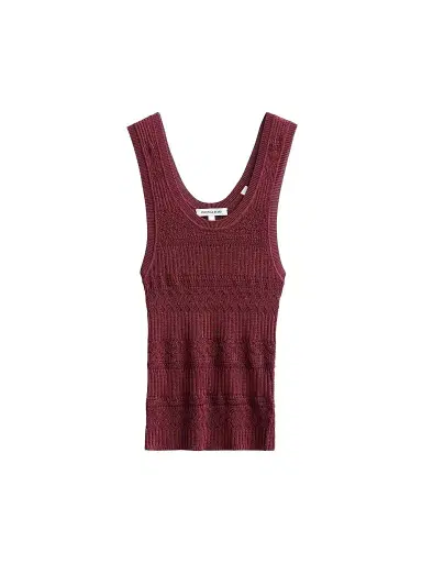 Veronica Beard Women's Sandra Mixed Knit Tank - Raisin | Thumbnail 1 Veronica Beard Women's Sandra Mixed Knit Tank - Raisin | Thumbnail 1
