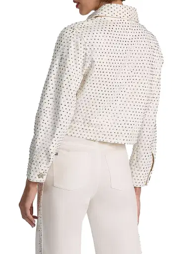 Alice + Olivia Women's Chloe Embellished Denim Crop Jacket - Off White Silver - Size XL | Thumbnail 5 Alice + Olivia Women's Chloe Embellished Denim Crop Jacket - Off White Silver - Size XL | Thumbnail 5