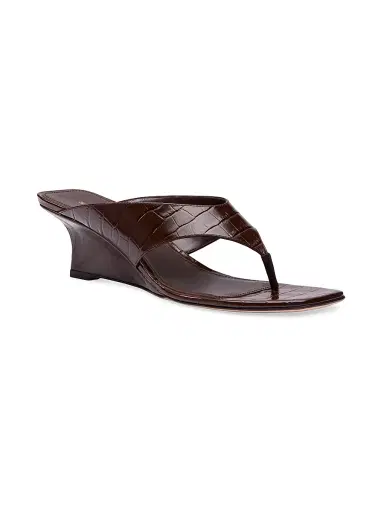 Stuart Weitzman Women's Vinnie 50MM Croc-Embossed Leather Wedge Sandals | Thumbnail 2 Stuart Weitzman Women's Vinnie 50MM Croc-Embossed Leather Wedge Sandals | Thumbnail 2