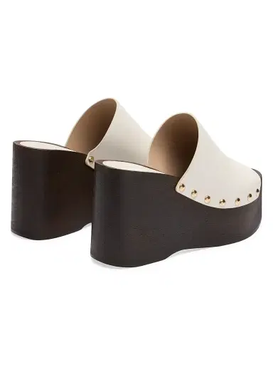 Stuart Weitzman Women's Kate 100MM Leather Clog Slide Sandals - Cream - Size 9.5 | Thumbnail 3 Stuart Weitzman Women's Kate 100MM Leather Clog Slide Sandals - Cream - Size 9.5 | Thumbnail 3
