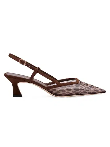 Stuart Weitzman Women's Vinnie 50MM Leopard Mesh Slingback Pumps - Classic Cigar - Size 9.5 | Thumbnail 1 Stuart Weitzman Women's Vinnie 50MM Leopard Mesh Slingback Pumps - Classic Cigar - Size 9.5 | Thumbnail 1