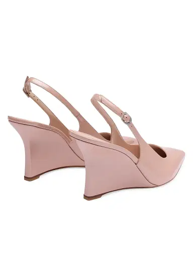 Stuart Weitzman Women's Vinnie 85MM Leather Wedge Slingback Pumps - Blushful | Thumbnail 3 Stuart Weitzman Women's Vinnie 85MM Leather Wedge Slingback Pumps - Blushful | Thumbnail 3