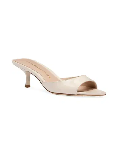 Stuart Weitzman Women's Lexington 50MM Patent Leather Mule Sandals - Cream | Thumbnail 2 Stuart Weitzman Women's Lexington 50MM Patent Leather Mule Sandals - Cream | Thumbnail 2