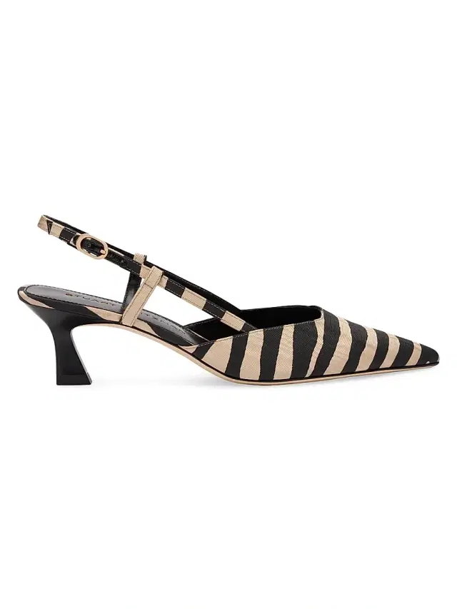 Women's Vinnie 50MM Zebra Slingback Pumps - Cream Smoke Women's Vinnie 50MM Zebra Slingback Pumps - Cream Smoke