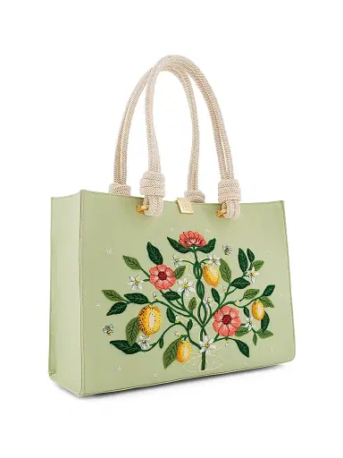 Olympia Le-Tan Women's Botanical Chic Medium Embroidered Tote Bag | Thumbnail 2 Olympia Le-Tan Women's Botanical Chic Medium Embroidered Tote Bag | Thumbnail 2