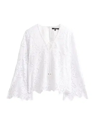 Toccin Women's Halina Broderie Anglaise Tieneck Blouse - Optic - Size XL | Thumbnail 1 Toccin Women's Halina Broderie Anglaise Tieneck Blouse - Optic - Size XL | Thumbnail 1