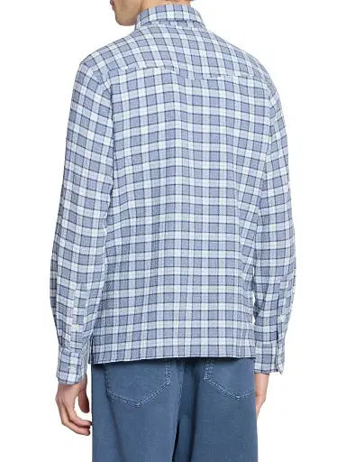 Officine Générale Men's Arsene Waffled Cotton Check Shirt - White Blue Navy | Thumbnail 5 Officine Générale Men's Arsene Waffled Cotton Check Shirt - White Blue Navy | Thumbnail 5