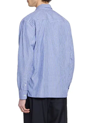 OFFICINE GÉNÉRALE Men's Gad Striped Cotton Poplin Shirt - Blue Navy White - Size XXL | Thumbnail 5 OFFICINE GÉNÉRALE Men's Gad Striped Cotton Poplin Shirt - Blue Navy White - Size XXL | Thumbnail 5