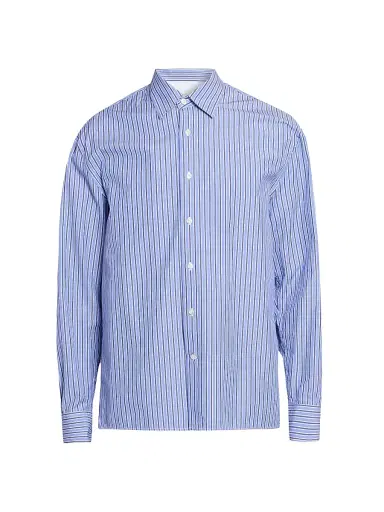 OFFICINE GÉNÉRALE Men's Gad Striped Cotton Poplin Shirt - Blue Navy White - Size XXL | Thumbnail 1 OFFICINE GÉNÉRALE Men's Gad Striped Cotton Poplin Shirt - Blue Navy White - Size XXL | Thumbnail 1