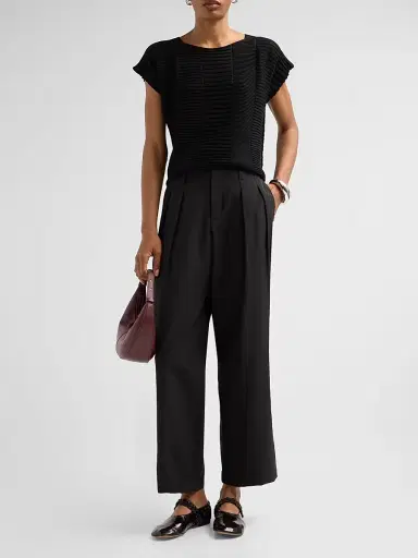 Issey Miyake Women's Fluttering Pleated Straight-Leg Ankle Pants - Black - Size Medium | Thumbnail 2 Issey Miyake Women's Fluttering Pleated Straight-Leg Ankle Pants - Black - Size Medium | Thumbnail 2