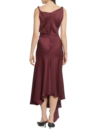 Victoria Beckham Women's Satin Asymmetric Draped Midi-Dress - Cinnabarred | Thumbnail 5 Victoria Beckham Women's Satin Asymmetric Draped Midi-Dress - Cinnabarred | Thumbnail 5