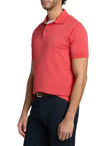 Paul Smith Men's Straight Placket Cotton Polo Shirt - Bubblegum Raspberry | Thumbnail 4 Paul Smith Men's Straight Placket Cotton Polo Shirt - Bubblegum Raspberry | Thumbnail 4