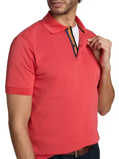 Paul Smith Men's Straight Placket Cotton Polo Shirt - Bubblegum Raspberry | Thumbnail 6 Paul Smith Men's Straight Placket Cotton Polo Shirt - Bubblegum Raspberry | Thumbnail 6