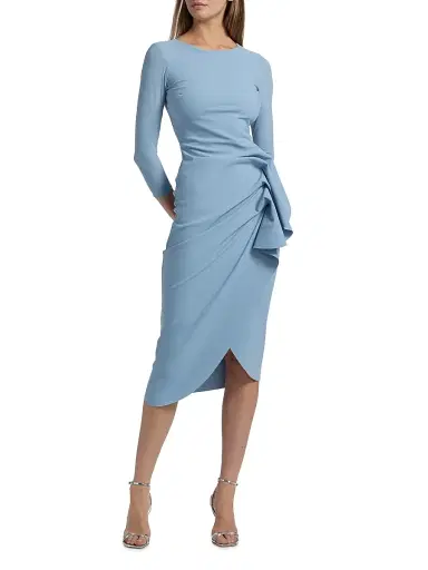 Chiara Boni La Petite Robe Women's Gathered Side Midi-Dress - Retro Blue | Thumbnail 3 Chiara Boni La Petite Robe Women's Gathered Side Midi-Dress - Retro Blue | Thumbnail 3