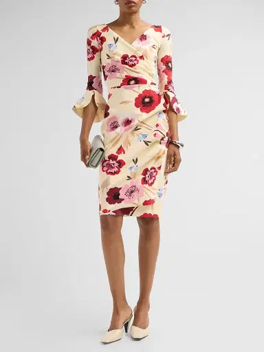 Chiara Boni La Petite Robe Women's Triana Floral Draped Midi Dress - | Thumbnail 2 Chiara Boni La Petite Robe Women's Triana Floral Draped Midi Dress - | Thumbnail 2