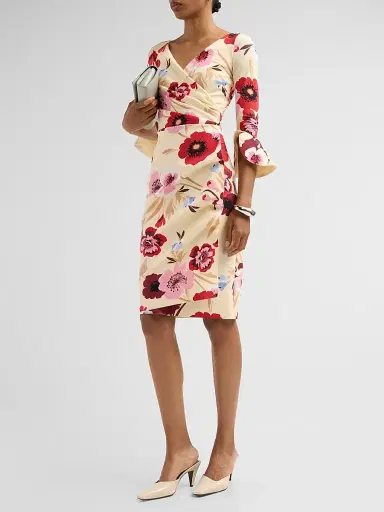 Chiara Boni La Petite Robe Women's Triana Floral Draped Midi Dress - | Thumbnail 4 Chiara Boni La Petite Robe Women's Triana Floral Draped Midi Dress - | Thumbnail 4