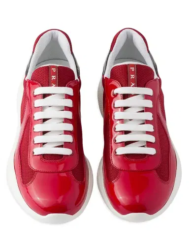 Prada Men's Patent Leather and Technical Fabric America's Cup Sneakers - Red - Size 6 | Thumbnail 2 Prada Men's Patent Leather and Technical Fabric America's Cup Sneakers - Red - Size 6 | Thumbnail 2