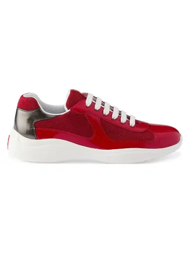 Prada Men's Patent Leather and Technical Fabric America's Cup Sneakers - Red - Size 6 | Thumbnail 1 Prada Men's Patent Leather and Technical Fabric America's Cup Sneakers - Red - Size 6 | Thumbnail 1