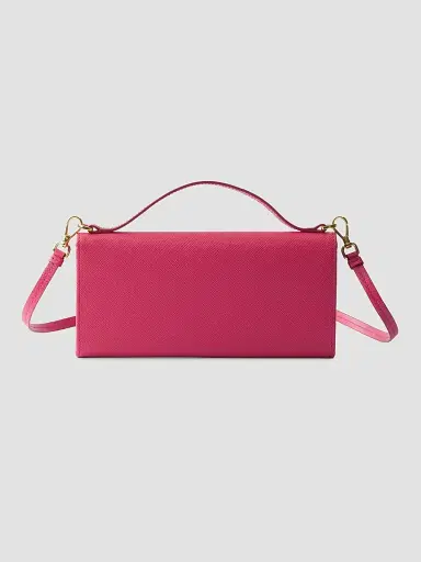 Prada Women's Saffiano Leather Wallet with Shoulder Strap - Pink | Thumbnail 5 Prada Women's Saffiano Leather Wallet with Shoulder Strap - Pink | Thumbnail 5