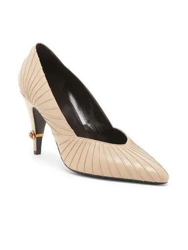 Versace Women's 90MM Seamed Leather Pumps - Dove Grey Gold | Thumbnail 2 Versace Women's 90MM Seamed Leather Pumps - Dove Grey Gold | Thumbnail 2
