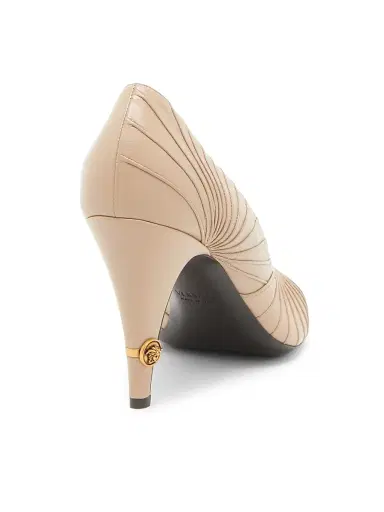 Versace Women's 90MM Seamed Leather Pumps - Dove Grey Gold | Thumbnail 3 Versace Women's 90MM Seamed Leather Pumps - Dove Grey Gold | Thumbnail 3
