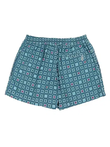 Stefano Ricci Men's Beach Shorts with Button and Zipper - Teal Blue | Thumbnail 1 Stefano Ricci Men's Beach Shorts with Button and Zipper - Teal Blue | Thumbnail 1