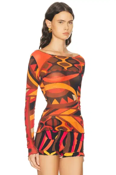 Pucci Tulle Long Sleeve Top | Thumbnail 2 Pucci Tulle Long Sleeve Top | Thumbnail 2