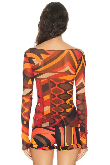 Pucci Tulle Long Sleeve Top | Thumbnail 3 Pucci Tulle Long Sleeve Top | Thumbnail 3