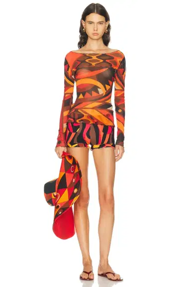 Pucci Tulle Long Sleeve Top | Thumbnail 4 Pucci Tulle Long Sleeve Top | Thumbnail 4