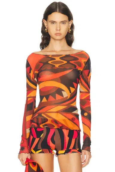 Pucci Tulle Long Sleeve Top | Thumbnail 1 Pucci Tulle Long Sleeve Top | Thumbnail 1