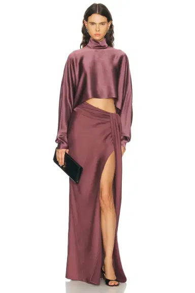 Lapointe Lightweight Satin Asymmetric Maxi Skirt | Thumbnail 6 Lapointe Lightweight Satin Asymmetric Maxi Skirt | Thumbnail 6